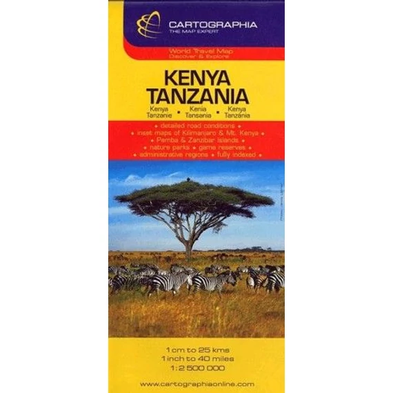 Kenya, Tanzánia útitérkép 1:2500000